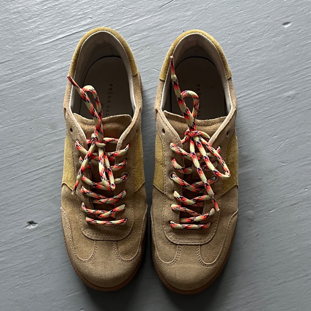 Freda Salvador Jackie Court Sneaker - Butter Suede, Size 8.5